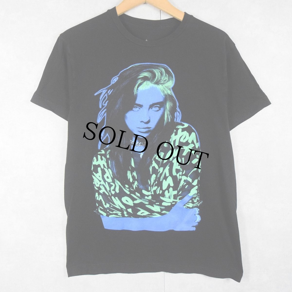 画像1: Billie Eilish ミュージシャンプリントTシャツ BLACK L (1)