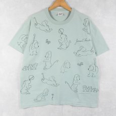 画像1: 90's James Thurber USA製 "Thurber's Dogs" アートプリントTシャツ L (1)
