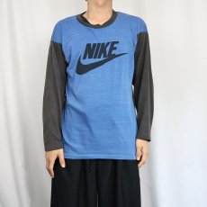 画像2: 80's NIKE 紺タグ USA製 2トーン ロゴプリントTシャツ M (2)