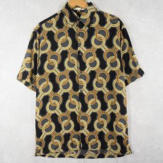 画像1: PERRY ELLIS 総柄 シルクシャツ S (1)