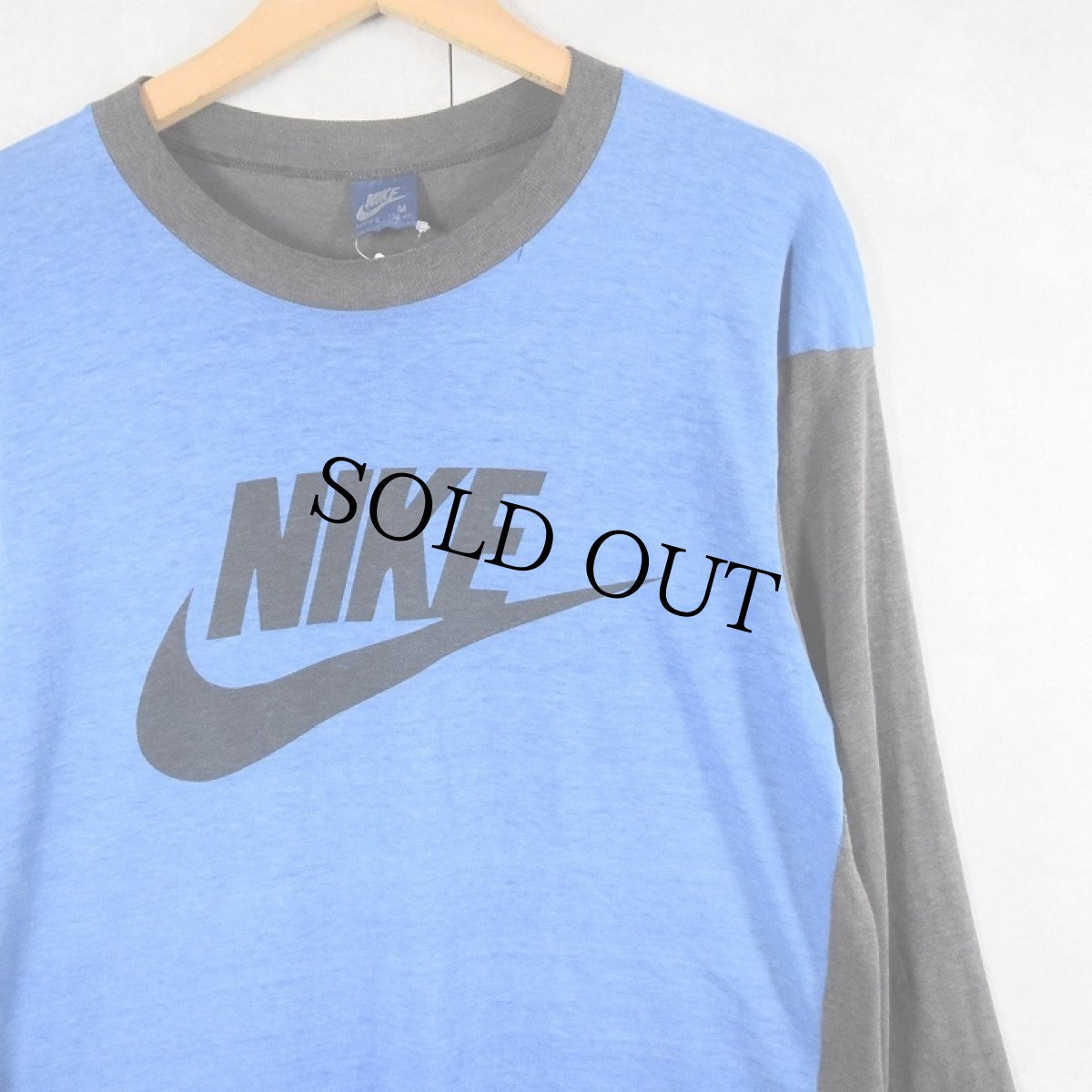 画像1: 80's NIKE 紺タグ USA製 2トーン ロゴプリントTシャツ M (1)