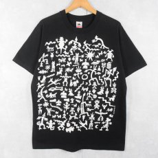 画像1: 90's Ken Brown USA製 アートプリントTシャツ BLACK L (1)