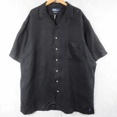 画像1: POLO Ralph Lauren "CALDWELL" リネン×シルク オープンカラーシャツ BLACK 2LT (1)
