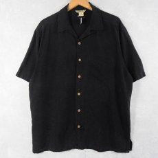 画像1: PARADISE COVES カクテル柄 シルクオープンカラーシャツ BLACK M (1)