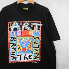 画像1: 90's Fred Babb USA製 "ART BREAK THE RULES" アートプリントTシャツ BLACK XL (1)