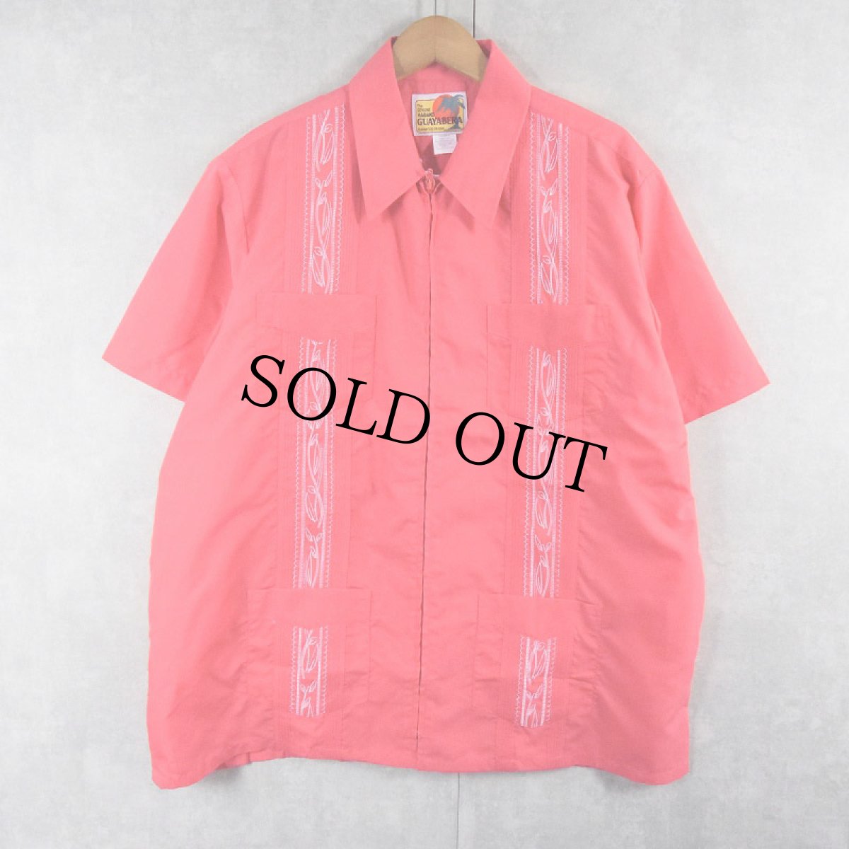 画像1: GUAYABERA フルジップ 刺繍デザイン キューバシャツ L (1)