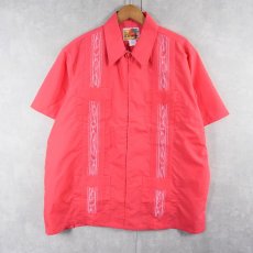 画像1: GUAYABERA フルジップ 刺繍デザイン キューバシャツ L (1)
