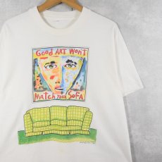 画像1: 90's Fred Babb "GOOD ART WON'T MATCH YOUR SOFA." アートプリントTシャツ (1)