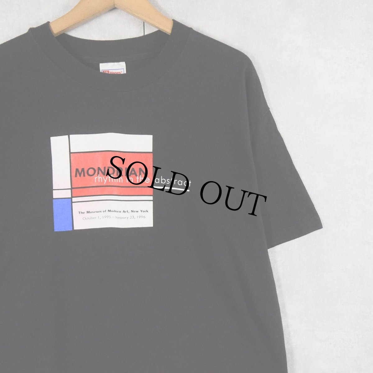 画像1: 【SALE】 90's MONDRIAN USA製 "rhythm in the abstract" アートプリントTシャツ BLACK XL (1)