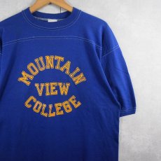画像1: 70's USA製 "MOUNTAIN VIEW COLLEGE" プリントフットボールTシャツ L (1)