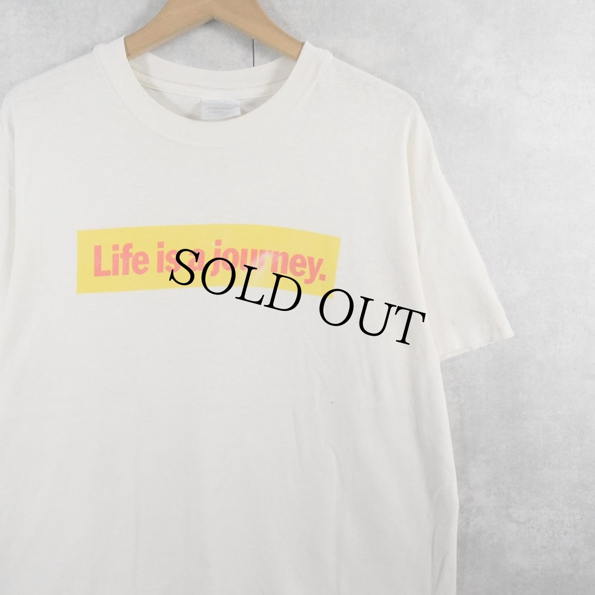 画像1: 90's NISSAN USA製 "Life is a journey. Enjoy the ride." メッセージプリントTシャツ L (1)
