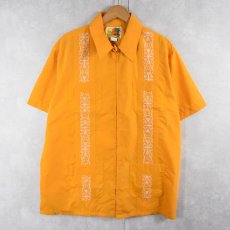 画像1: GUAYABERA フルジップ 刺繍デザイン キューバシャツ L (1)