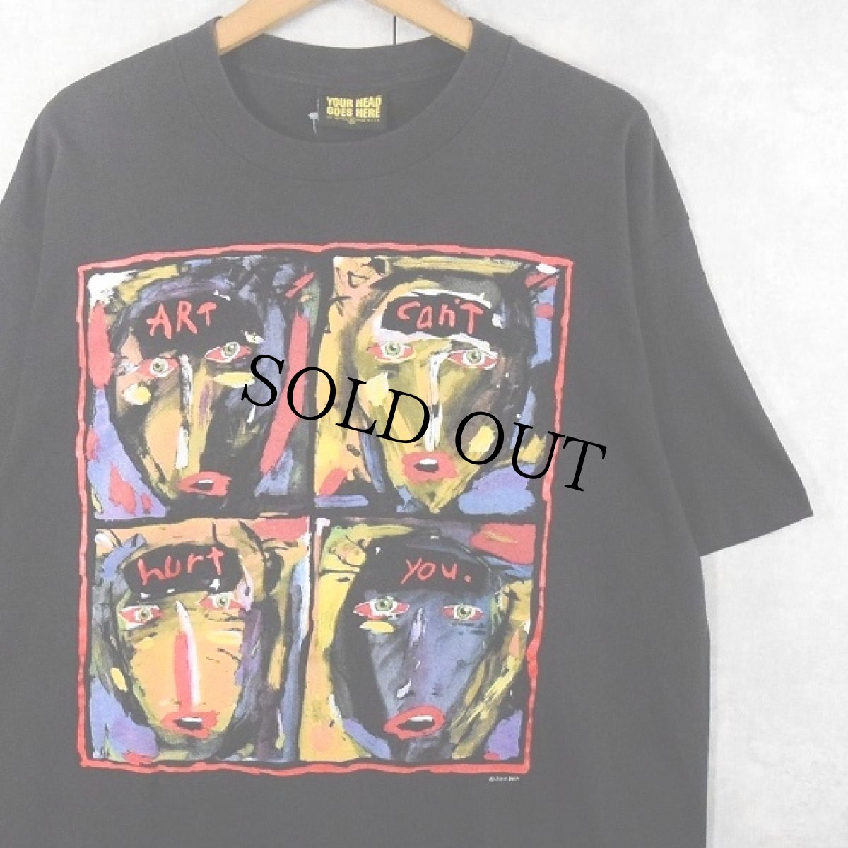 画像1: 90's Fred Babb USA製 "ART CAN'T HURT YOU." アートプリントTシャツ BLACK XL (1)