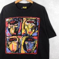 画像1: 90's Fred Babb USA製 "ART CAN'T HURT YOU." アートプリントTシャツ BLACK XL (1)