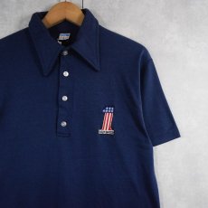 画像1: 70's Champion USA製 バータグ "HARLEY-DAVIDSON" 刺繍 ポロシャツ NAVY M (1)