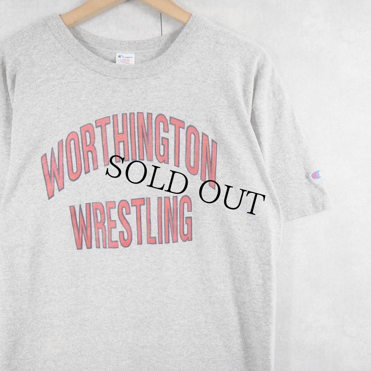 画像1: 80's Champion トリコタグ USA製 "WORTHINGTON WRESTLING" カレッジプリントTシャツ L (1)
