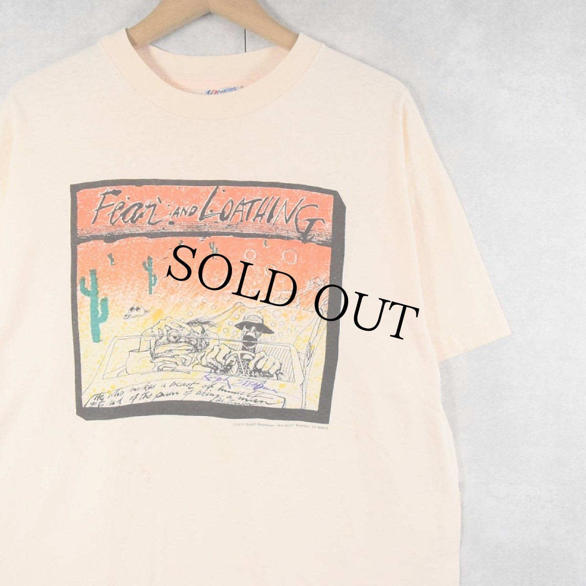 画像1: 80's Ralph Steadman USA製 "FEAR AND LOATHING" アートプリントTシャツ XL (1)