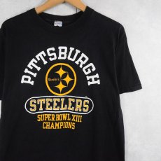 画像1: 70's Champion USA製 バータグ "PITTSBURGH STEELERS" NFLチームロゴプリントTシャツ BLACK L (1)