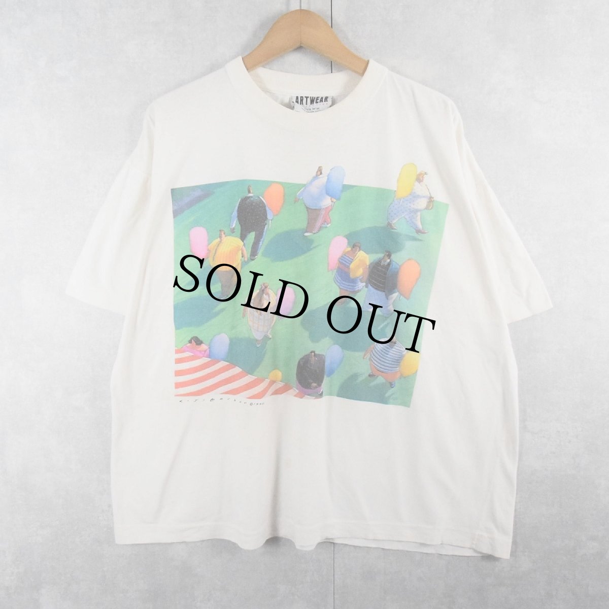 画像1: 90's R.J.Barber アートプリントTシャツ XL (1)