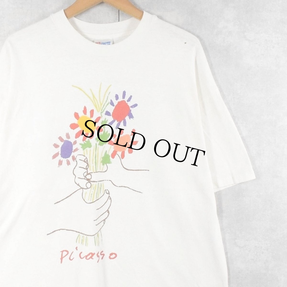 画像1: Pablo Picasso USA製 "Le Bouquet de l'amitie" アートプリントTシャツ XL (1)
