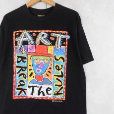 画像1: 90's Fred Babb USA製 "ART BREAK THE RULES" アートプリントTシャツ BLACK L (1)