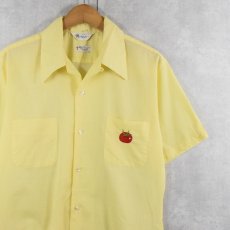 画像1: 70's Mr.California トマト刺繍 ポリエステル×コットンシャツ M (1)