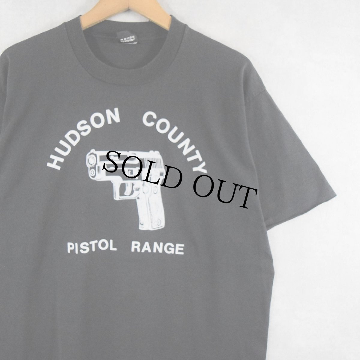 画像1: 90's USA製 "HUDSON COUNTY PISTOL RANG" 射撃場プリントTシャツ BLACK XL (1)