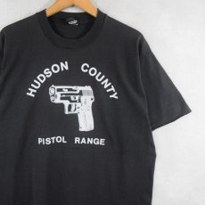 画像1: 90's USA製 "HUDSON COUNTY PISTOL RANG" 射撃場プリントTシャツ BLACK XL (1)