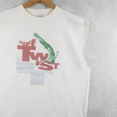 画像1: 90's GAP USA製 "half twist" カットオフスリーブ プリントTシャツ L (1)