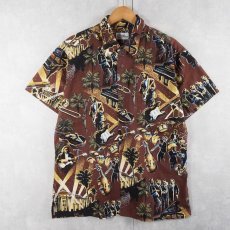 画像1: 〜90's Eddy Y Collection by Reyn Spooner ミュージック柄 コットンシャツ L (1)