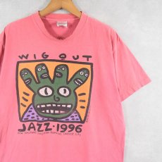 画像1: 90's BIG HED USA製 "WIG OUT JAZZ・1996" アートプリントTシャツ L (1)