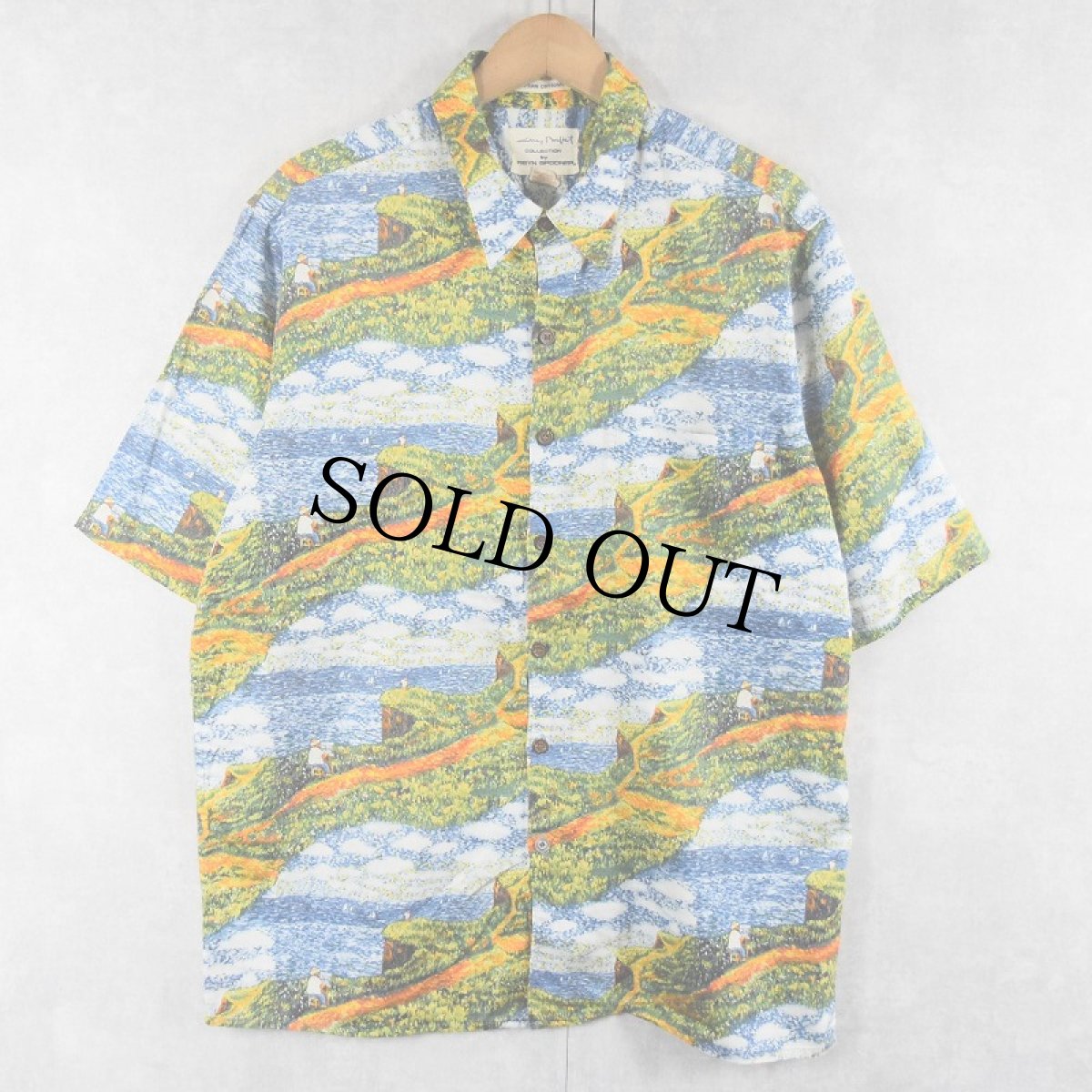 画像1: 90's Guy Buffet Collection by Reyn Spooner HAWAII製 アート柄 コットンシャツ L (1)