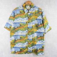 画像1: 90's Guy Buffet Collection by Reyn Spooner HAWAII製 アート柄 コットンシャツ L (1)