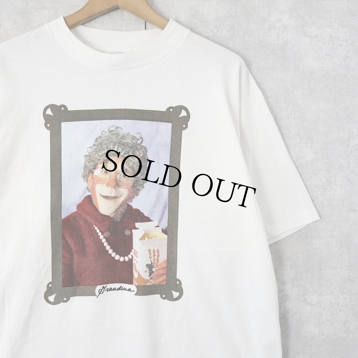 画像1: 90's USA製 "Grandma" ピエロ フォトプリントTシャツ L (1)