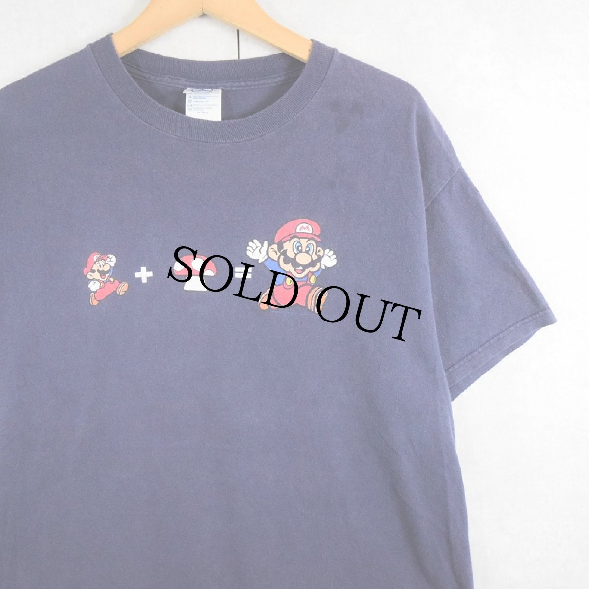 画像1: 2000's Nintendo SUPER MARIO ゲームキャラクタープリントTシャツ NAVY L (1)