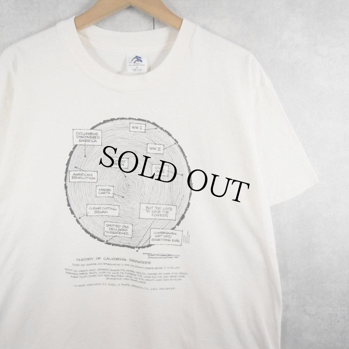 画像1: 90's Jim Morris USA製 "HISTORY OF CALIFORNIA REDWOODS" アートプリントTシャツ XL (1)