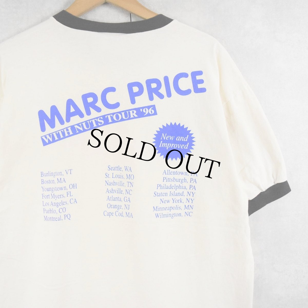 画像2: 90's Marc Price "WITH NUYS TOUR '96" パロディプリントリンガーTシャツ XL (2)