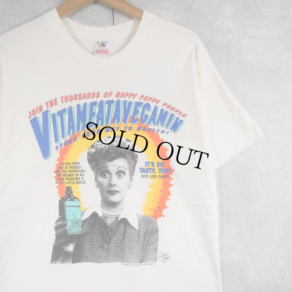 画像1: 90's I Love Lucy USA製 "Vitameatavegamin" テレビドラマ プリントTシャツ M (1)
