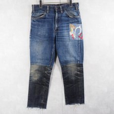 画像1: 70's LEVI'S BIGE "Good Luck DAVE" リメイクデニムパンツ W32 (1)
