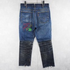 画像2: 70's LEVI'S BIGE "Good Luck DAVE" リメイクデニムパンツ W32 (2)