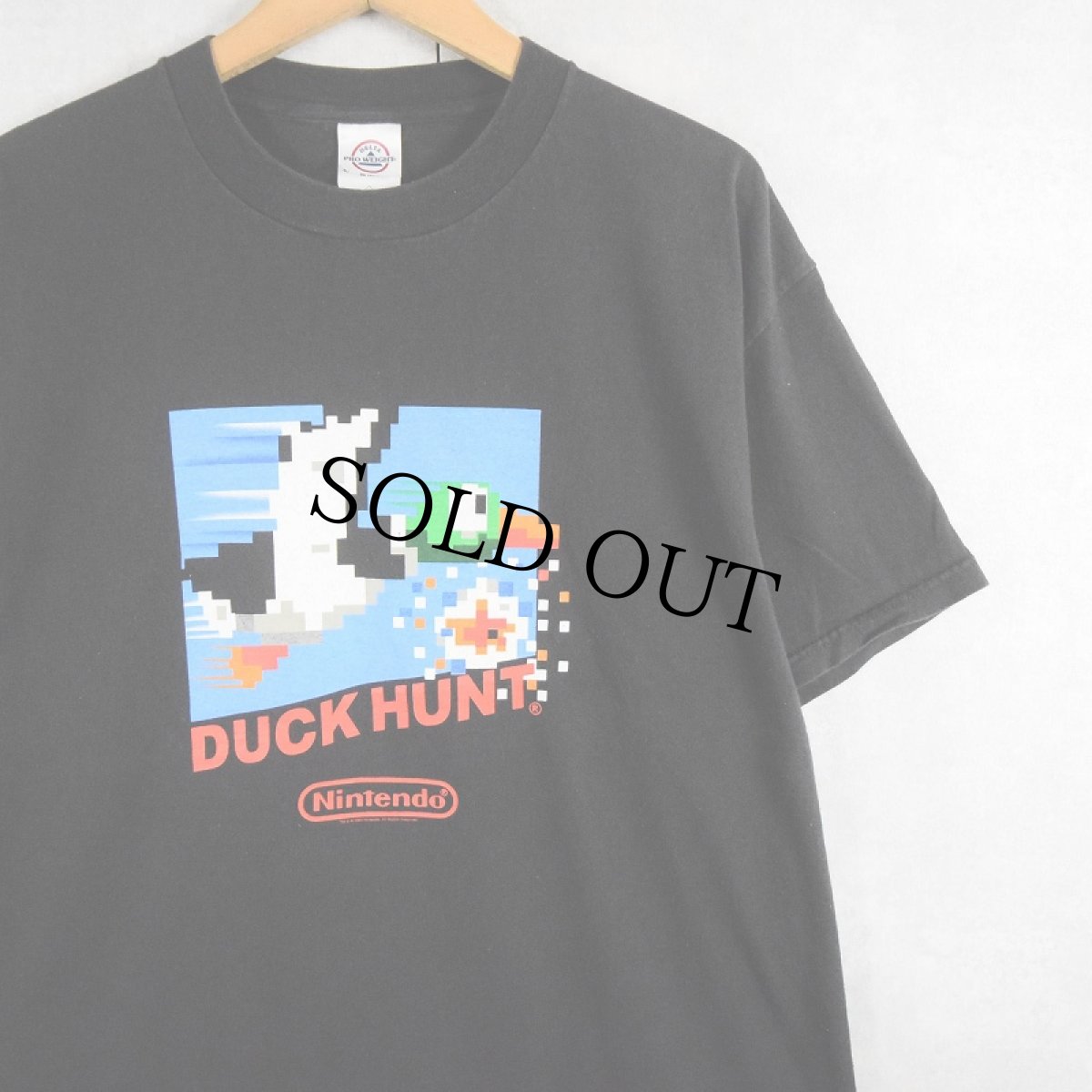 画像1: 2000's Nintendo DUCK HUNT ビデオゲームプリントTシャツ BLACK L (1)