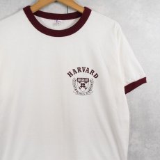 画像1: 80's Champion トリコタグ USA製 "HARVARD" プリントリンガーTシャツ XL (1)