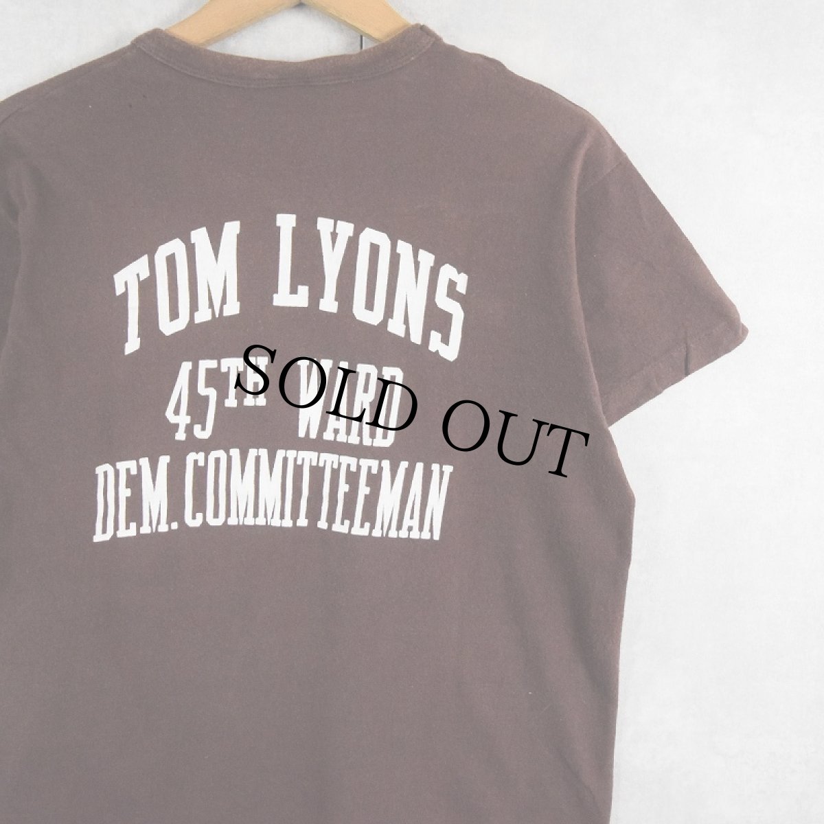 画像1: 70's RUSSELL ATHLETIC USA製 "TOM LYONS" プリントTシャツ BROWN M (1)