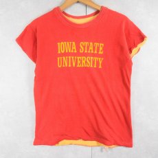 画像1: 70〜80's Sportswear "IOWA STATE UNIVERSITY" ダブルフェイス リバーシブルTシャツ L (1)