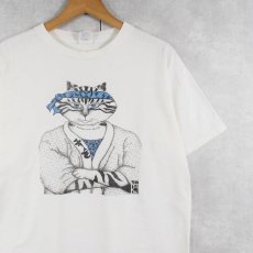 画像1: 90's NIKA USA製 猫プリントTシャツ L (1)