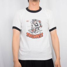 画像2: 80's USA製 "TRASHFEST '81" イラストプリントリンガーTシャツ M (2)