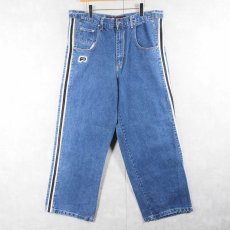 画像2: plugg サイドライン ワイドデニム ペインターパンツ W38 (2)