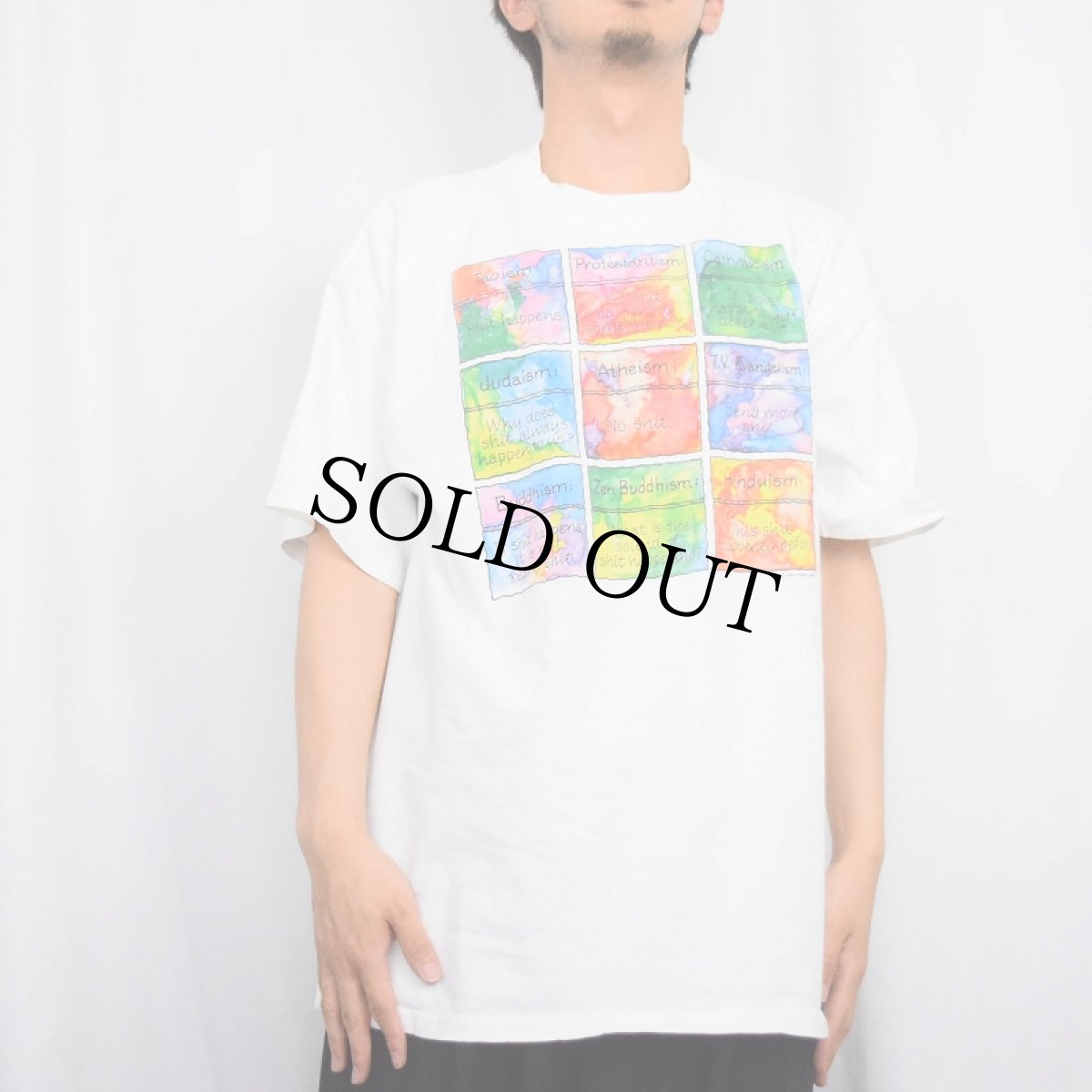 画像2: 90's LAKE STREET SHIRT USA製 宗教プリントTシャツ XL (2)