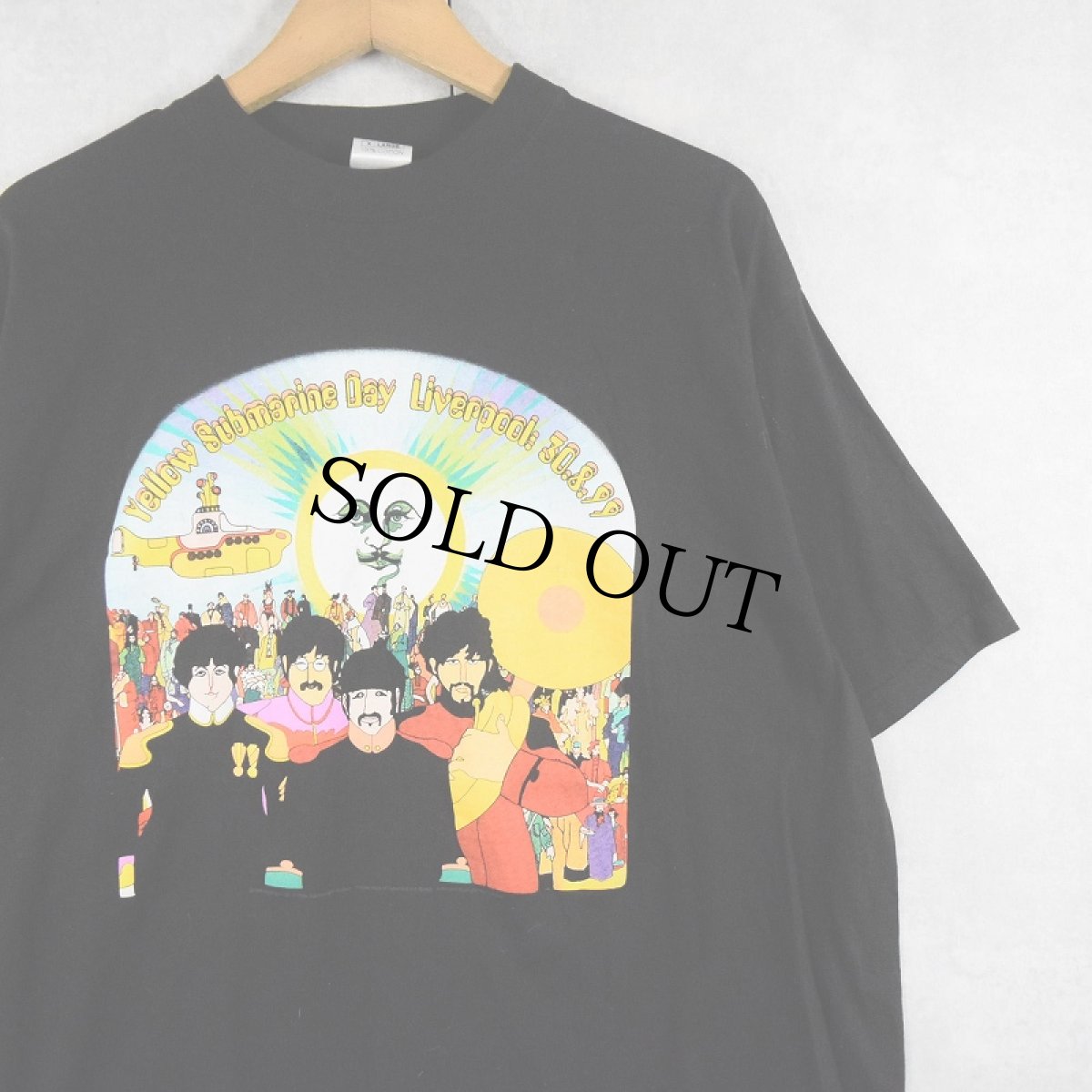 画像1: 90's THE BEATLES "Yellow Submarine Liverpool:30.8.99" ロックバンドプリントTシャツ BLACK XL (1)