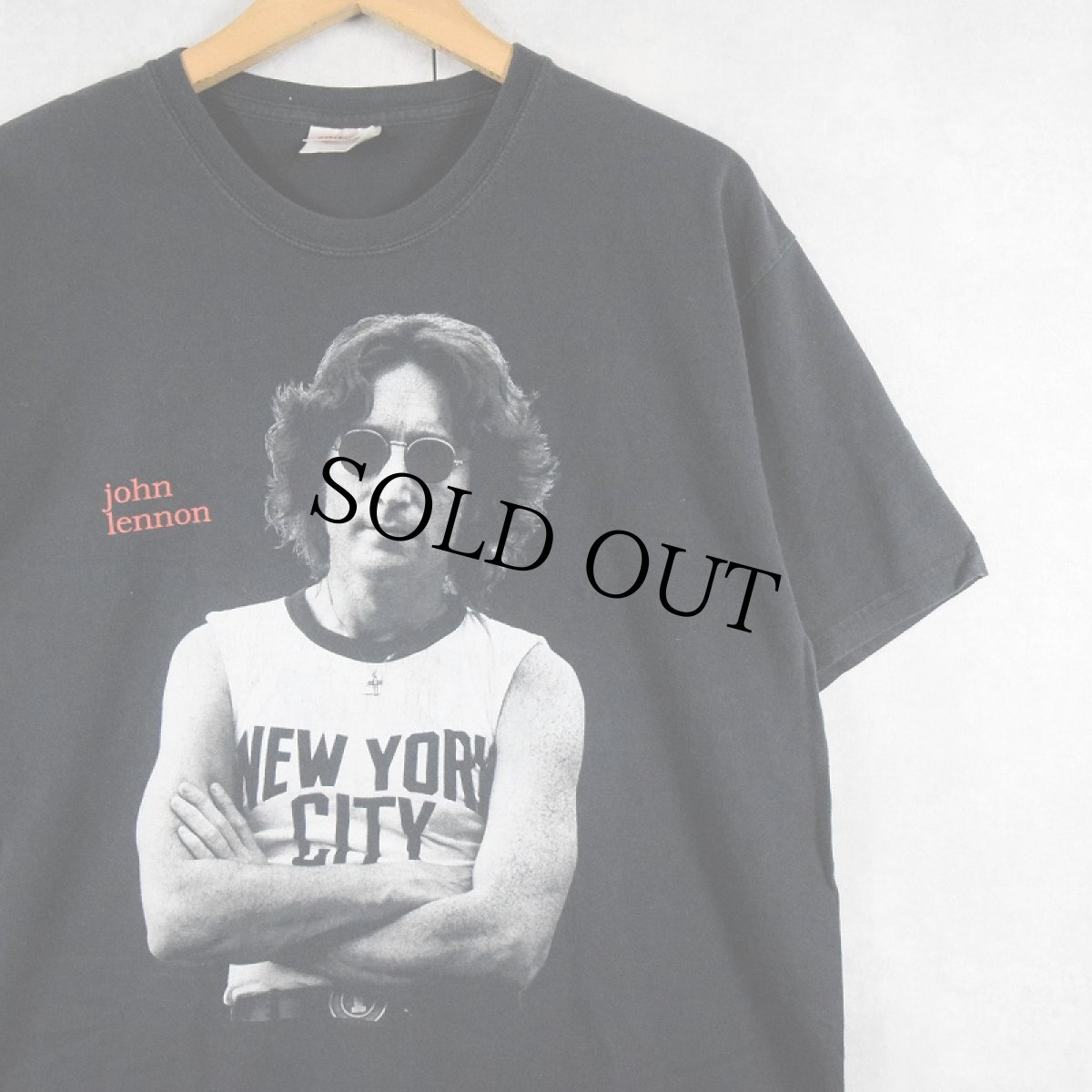 画像1: John Lennon "Imagine" ミュージシャンプリントTシャツ BLACK L (1)